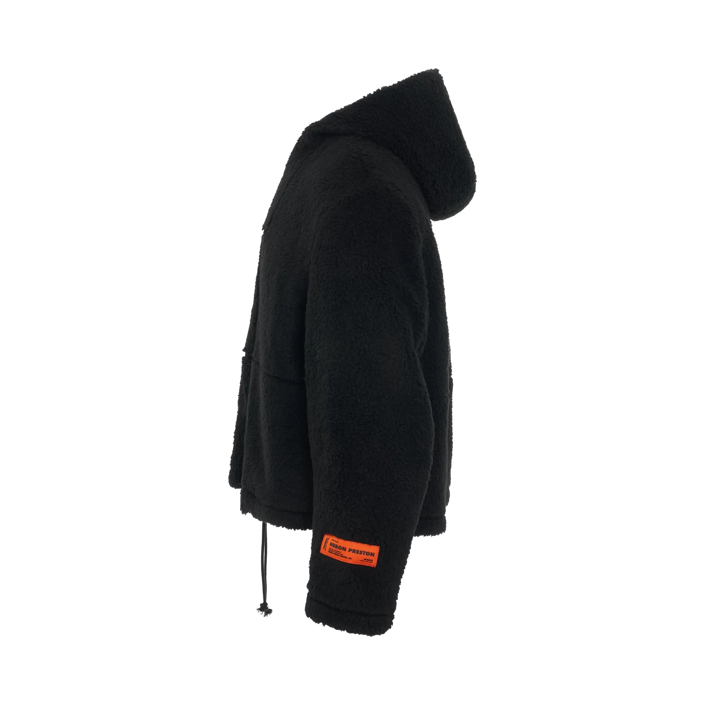 Fleece Hooded Jacket in Black