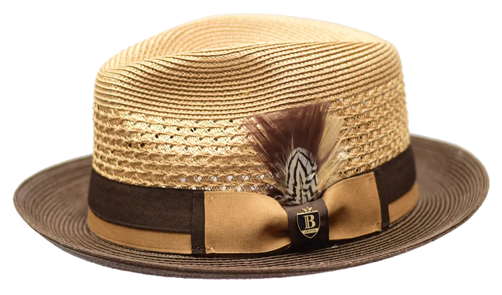 Franco | Two Tone Natural Straw Fedora