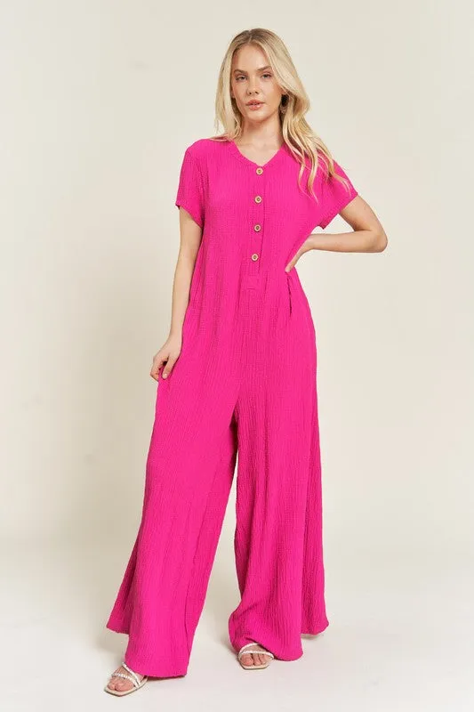 Fucshia Bliss Wide Leg Jumpsuit