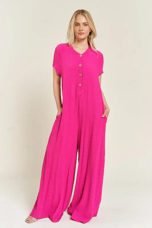 Fucshia Bliss Wide Leg Jumpsuit