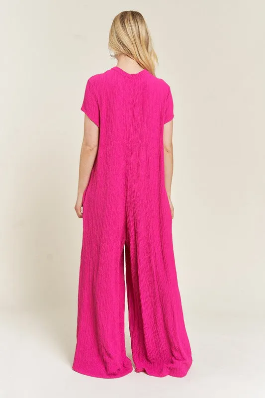 Fucshia Bliss Wide Leg Jumpsuit