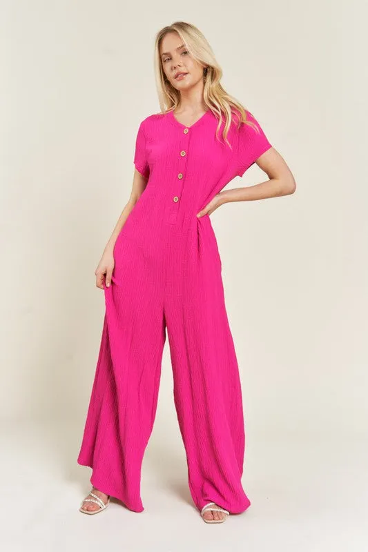 Fucshia Bliss Wide Leg Jumpsuit