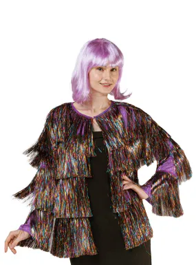 Fun Rainbow Tinsel Womens Festival Costume Jacket