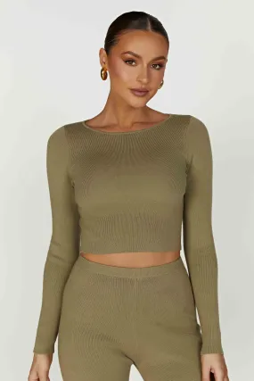 Haisley Long Sleeve Knit Top - Olive