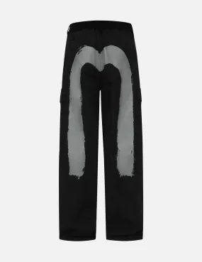 Hand Brush Daicock Print Baggy Pants