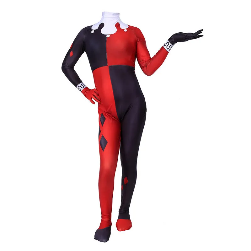 Harley Quinn Cosplay Costume The Joker Harley Red Black Jumpsuit Christmas Party Suit