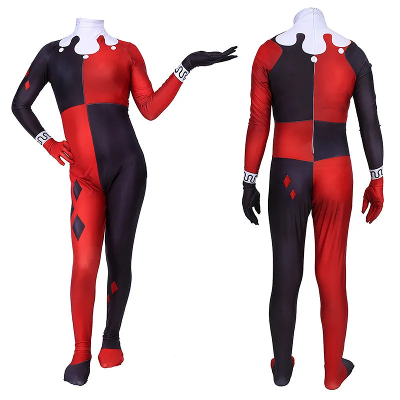 Harley Quinn Cosplay Costume The Joker Harley Red Black Jumpsuit Christmas Party Suit