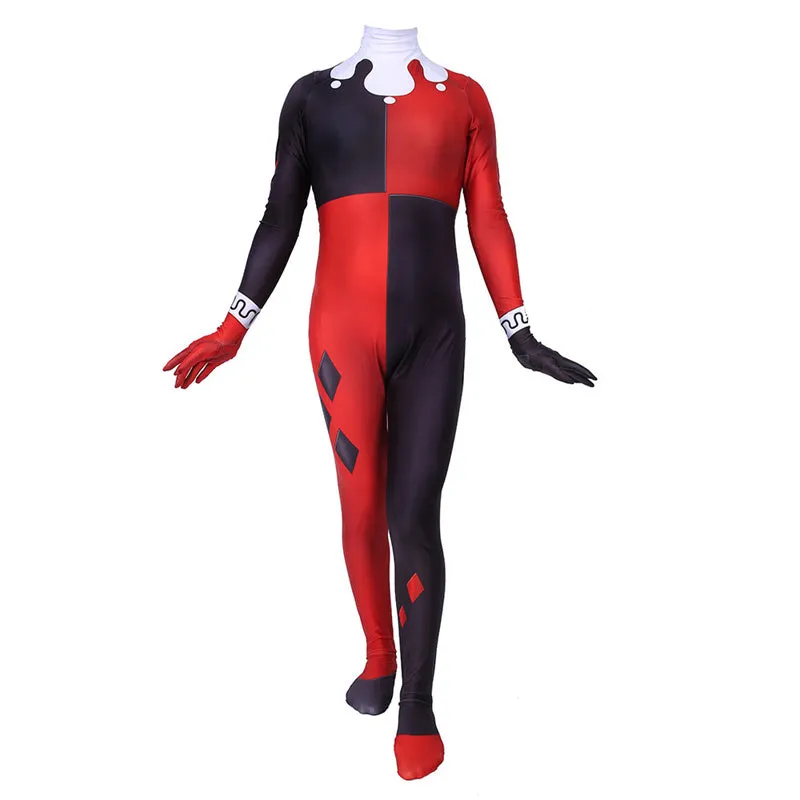 Harley Quinn Cosplay Costume The Joker Harley Red Black Jumpsuit Christmas Party Suit