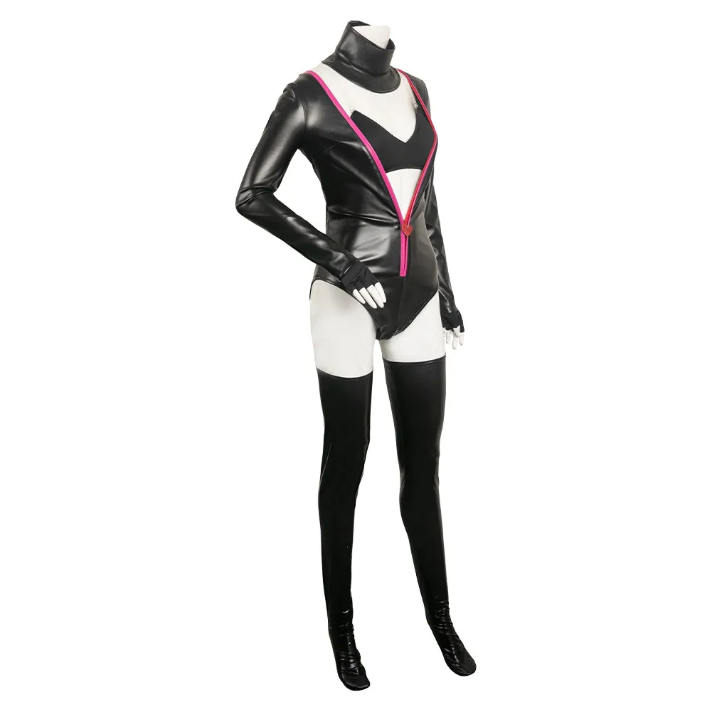 Hazbin Hotel Angel Dust Poison Black Leather Jumpsuit Party Carnival Halloween Cosplay Costume