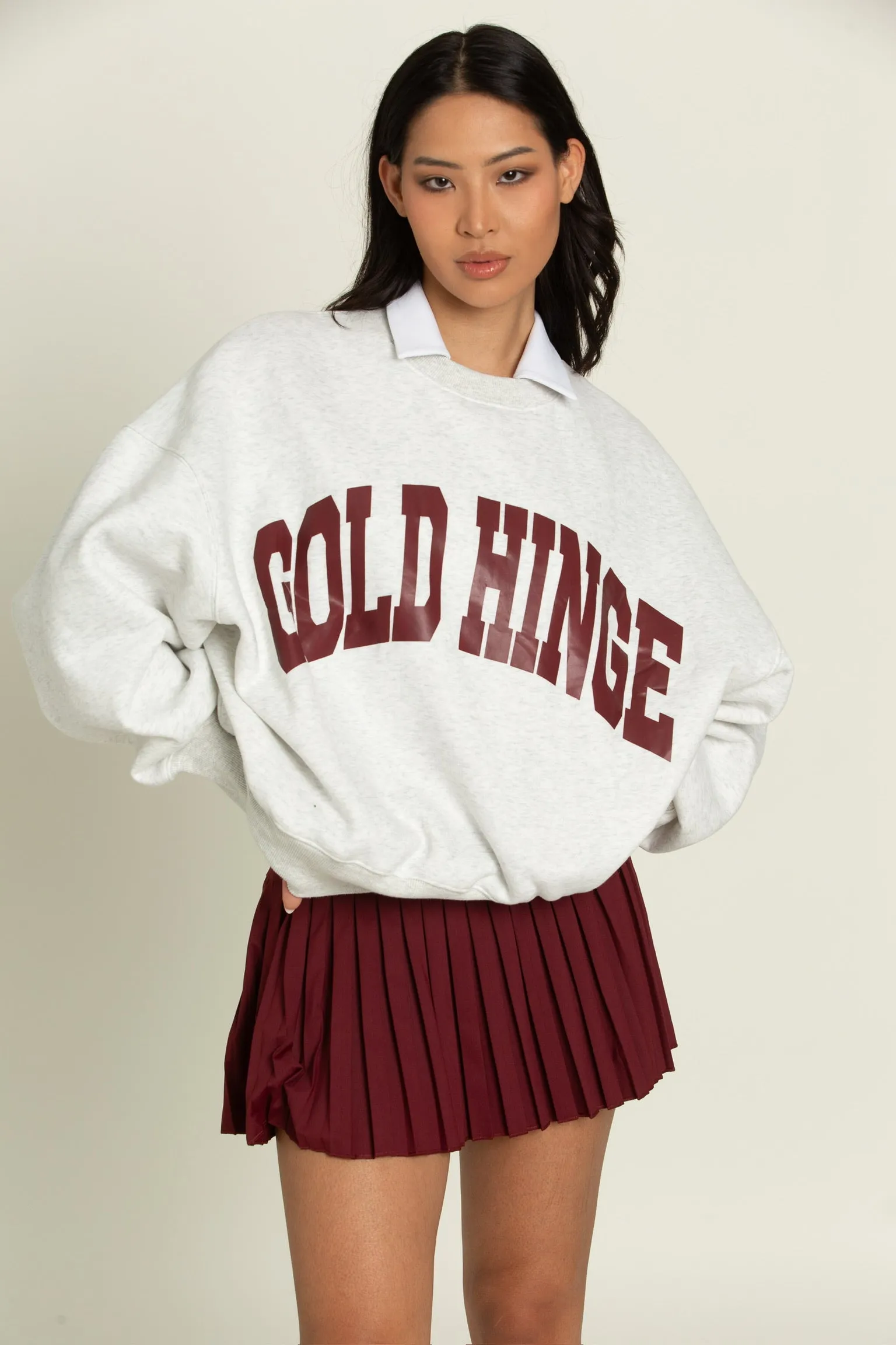 Heather White Maroon GH Wide Arm Sweatshirt [Pre-Order]