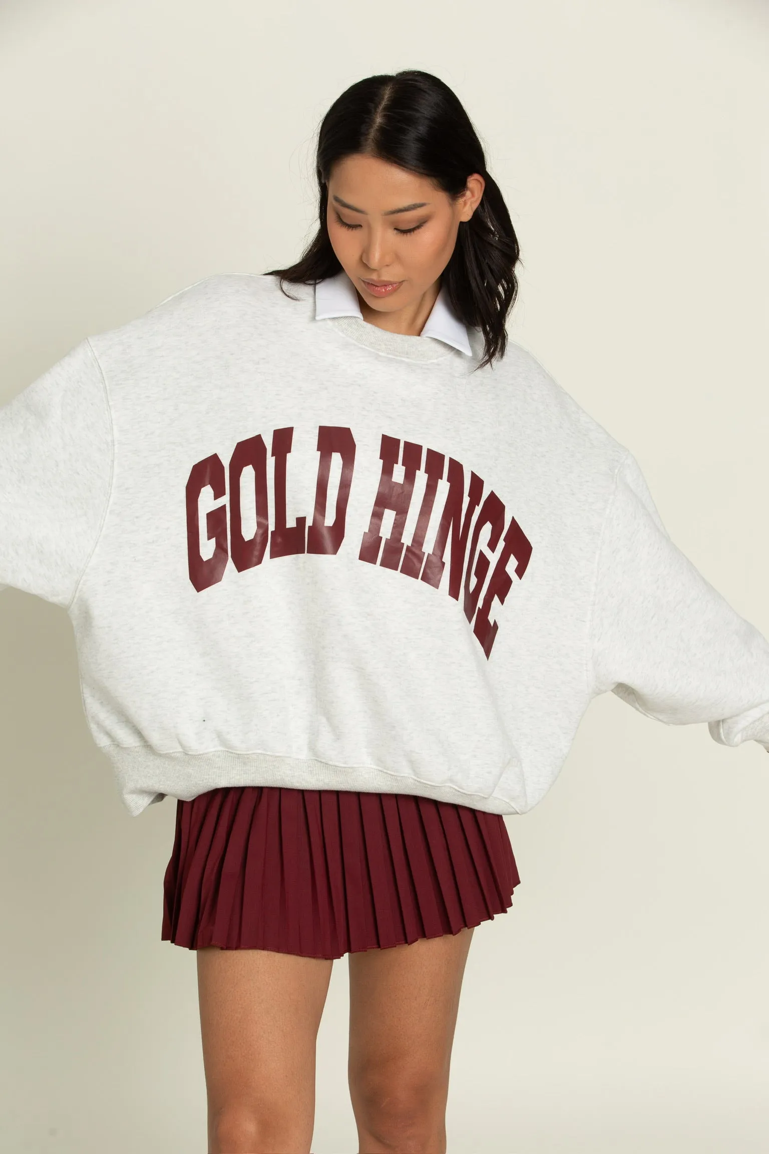 Heather White Maroon GH Wide Arm Sweatshirt [Pre-Order]