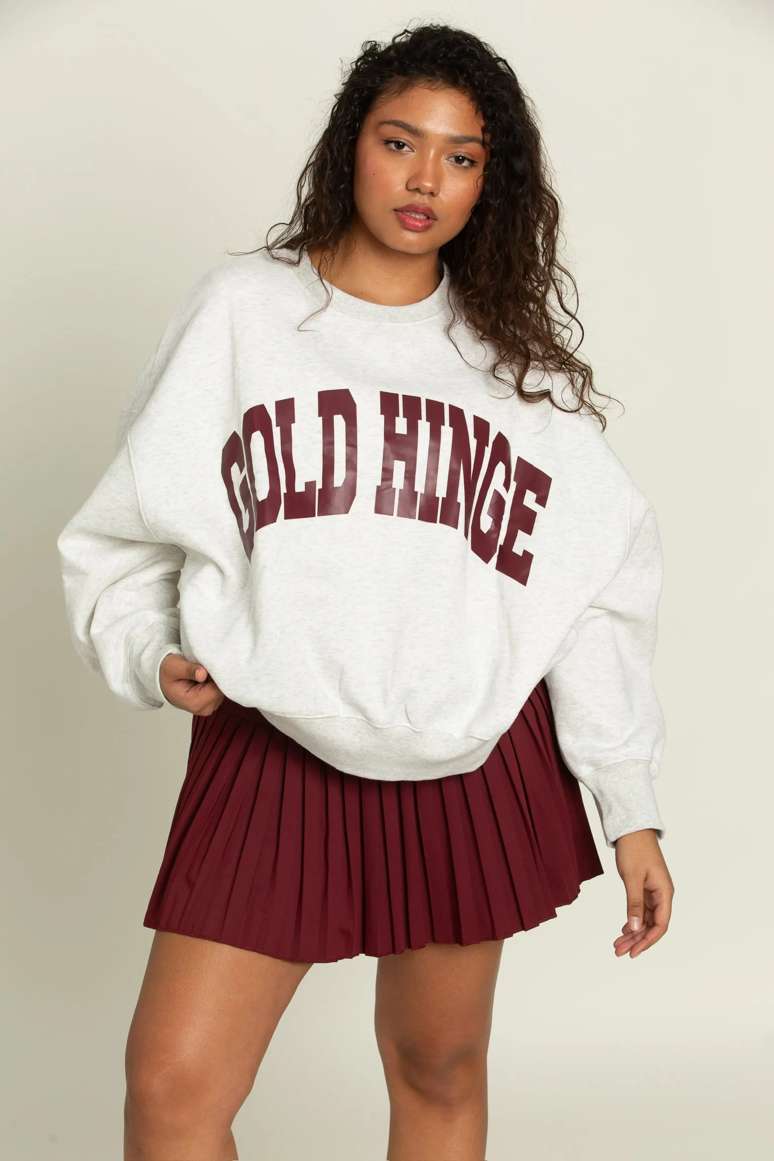 Heather White Maroon GH Wide Arm Sweatshirt [Pre-Order]