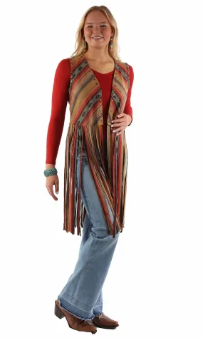 Honey creek serape short serape vest w/long fringe