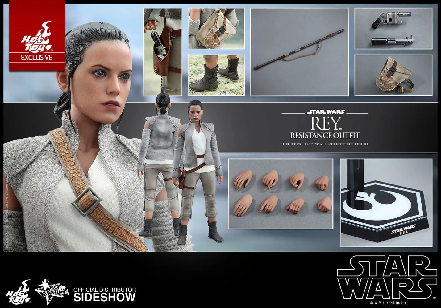 HOT TOYS STAR WARS EPISODE VII THE FORCE AWAKENS REY SOLO IN RESISTANT OUTFIT 1/6 MMS377