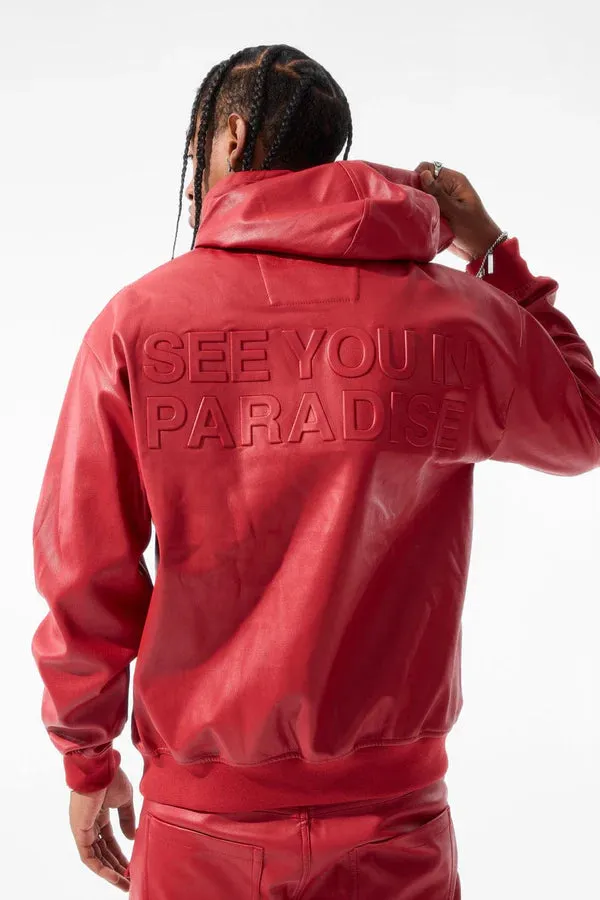 JORDAN CRAIG SEE YOU IN PARADISE LEATHER PULLOVER HOODIE MULTI COLORS