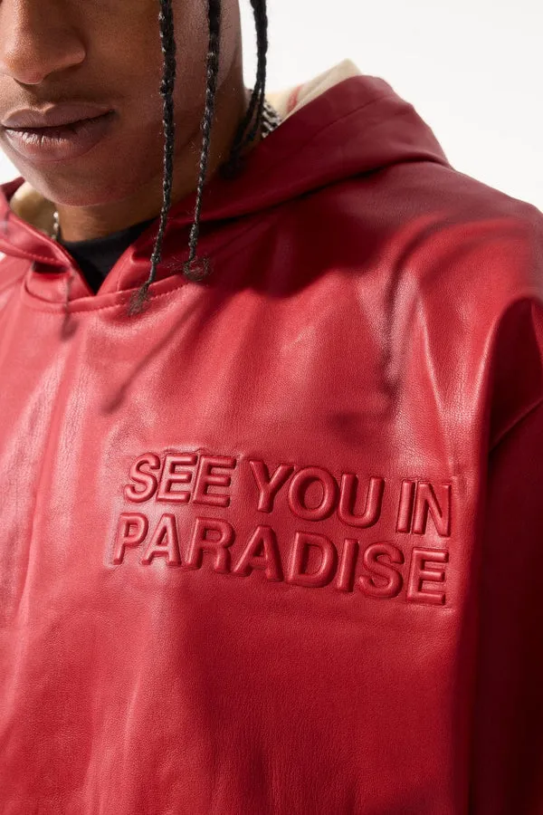 JORDAN CRAIG SEE YOU IN PARADISE LEATHER PULLOVER HOODIE MULTI COLORS