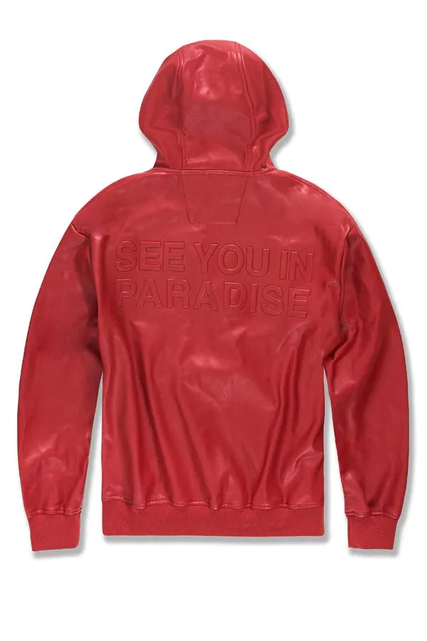 JORDAN CRAIG SEE YOU IN PARADISE LEATHER PULLOVER HOODIE MULTI COLORS