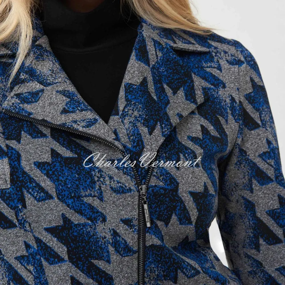 Joseph Ribkoff Houndstooth Knit Biker Jacket - Style 223222