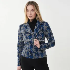 Joseph Ribkoff Houndstooth Knit Biker Jacket - Style 223222