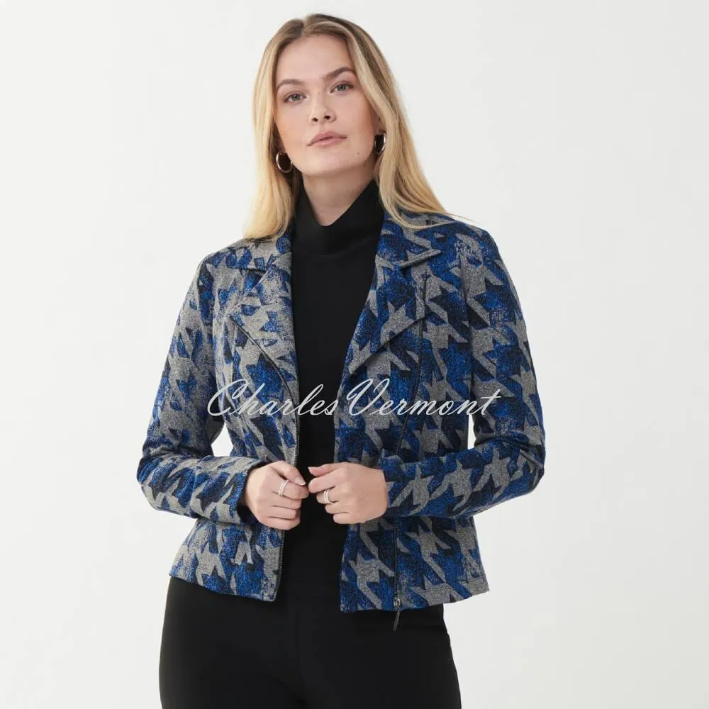 Joseph Ribkoff Houndstooth Knit Biker Jacket - Style 223222