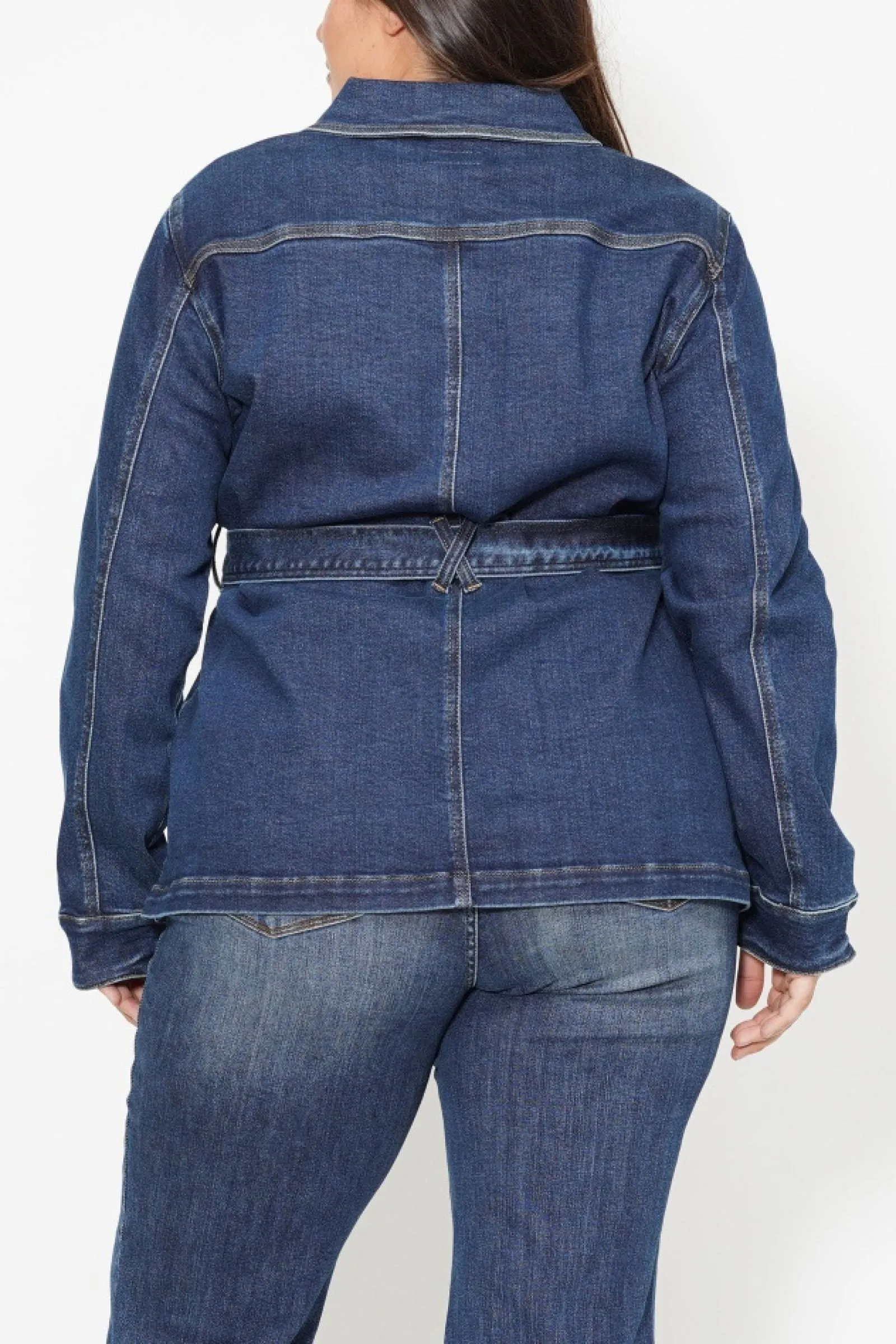 Judy Blue Mid Length Denim Utility Side Slit Jacket 7876