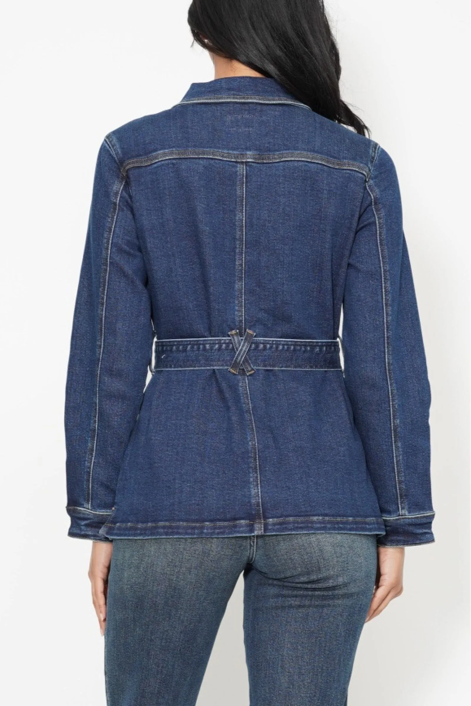 Judy Blue Mid Length Denim Utility Side Slit Jacket 7876