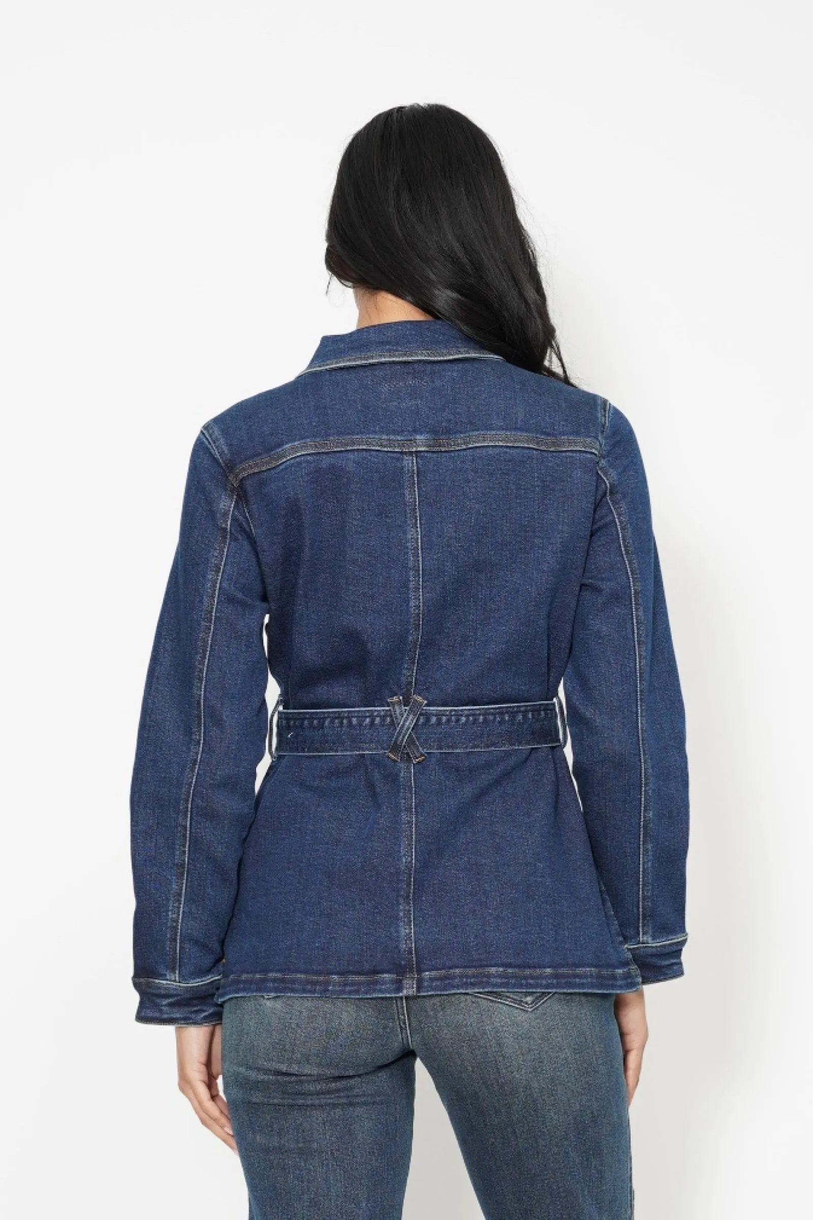 Judy Blue Mid Length Denim Utility Side Slit Jacket 7876