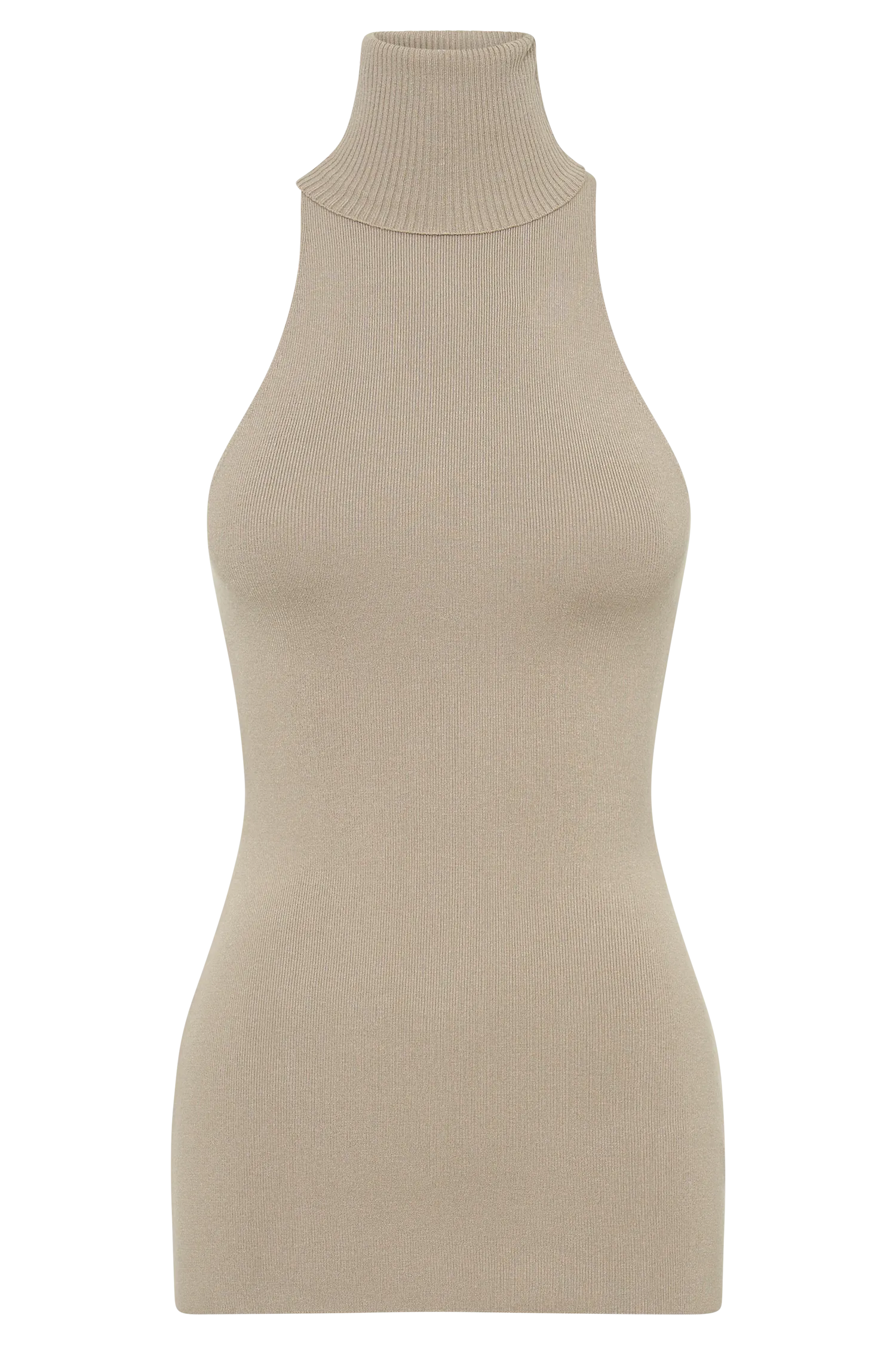 Kelsea Sleeveless Turtleneck Top - Taupe