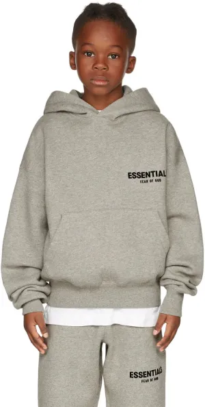 KIDS FEAR OF GOD ESSENTIALS HOODIE DARK HEATHER OATMEAL SS22 (kids)