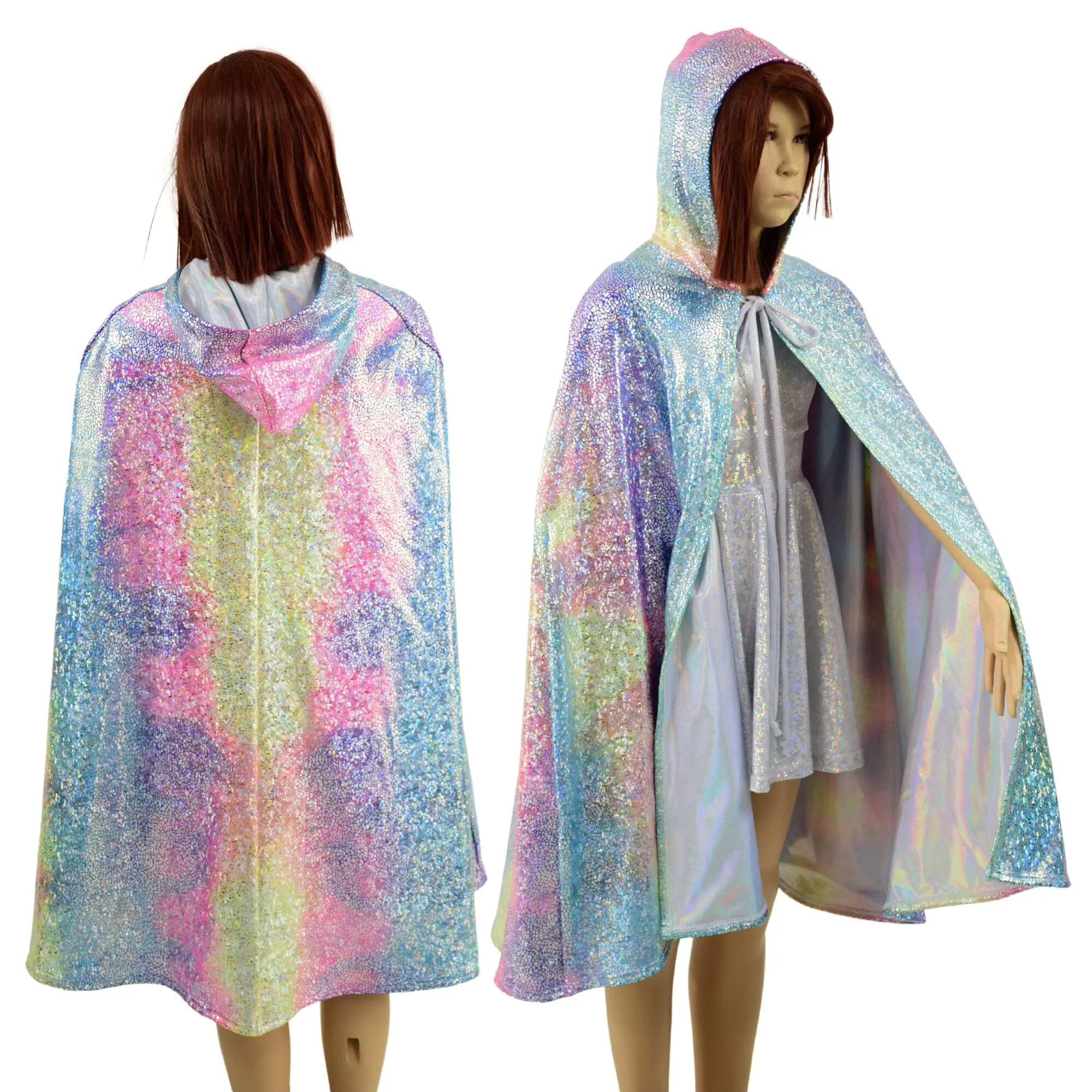 Kids Reversible Holographic Hooded Cape