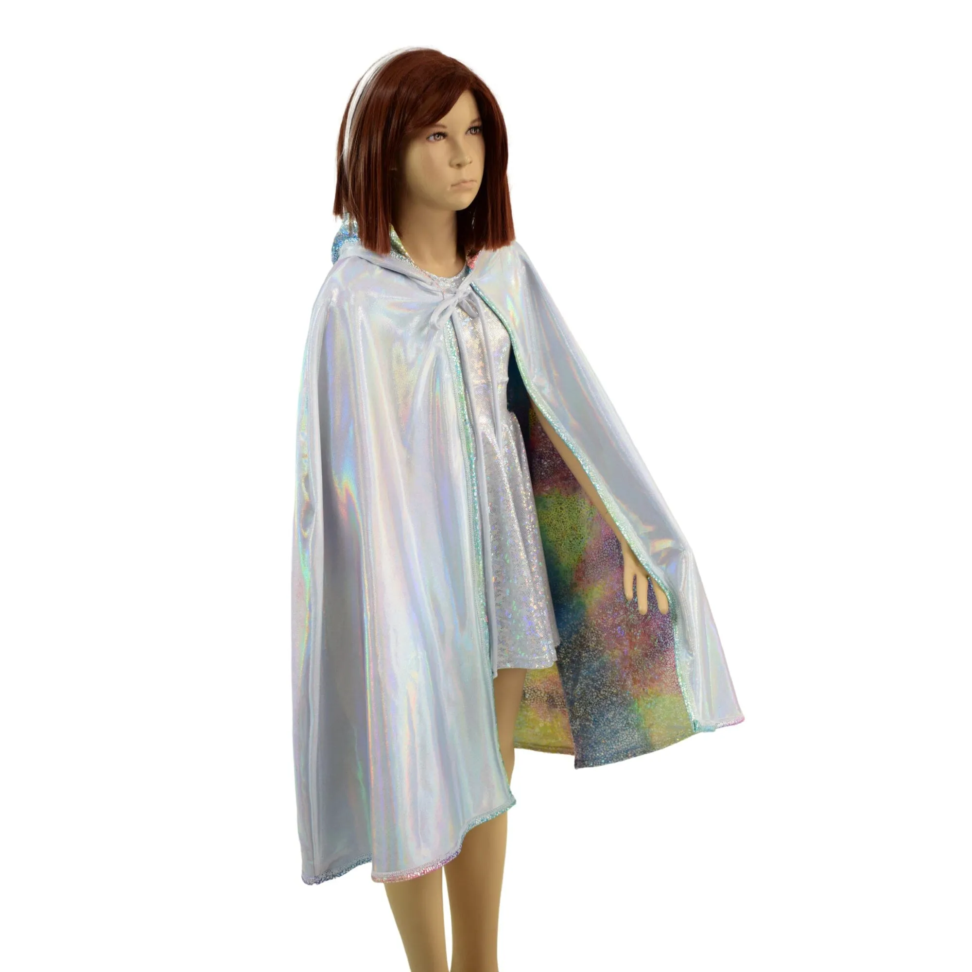 Kids Reversible Holographic Hooded Cape