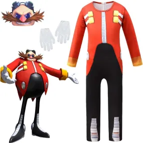 Kids Sonic The Hedgehog Dr. Eggman Cosplay Zentai Suit Costume Child Jumpsuit Bodysuit Outfits