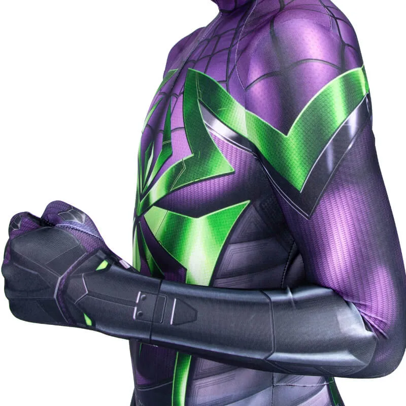 Kids Spider-Man Miles Morales Purple Reign Suit Purple Shadow Superhero Cosplay Bodysuit