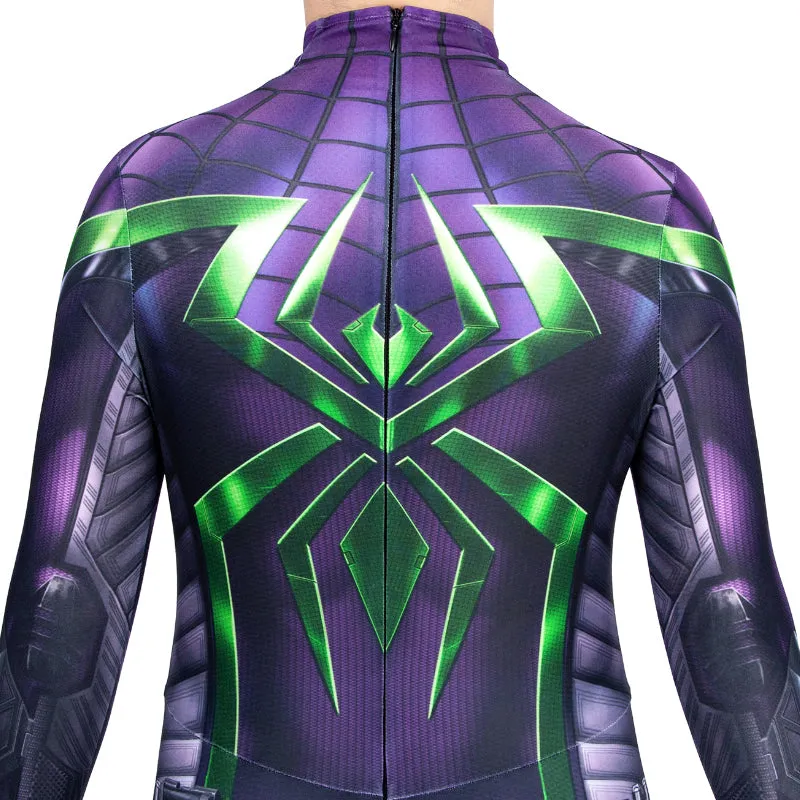 Kids Spider-Man Miles Morales Purple Reign Suit Purple Shadow Superhero Cosplay Bodysuit