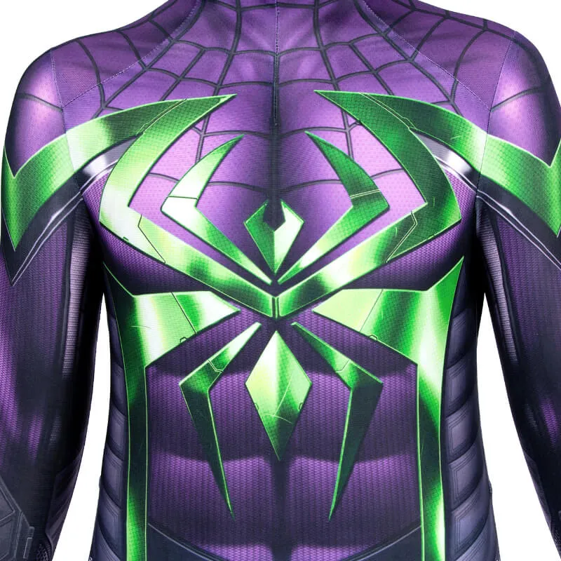 Kids Spider-Man Miles Morales Purple Reign Suit Purple Shadow Superhero Cosplay Bodysuit