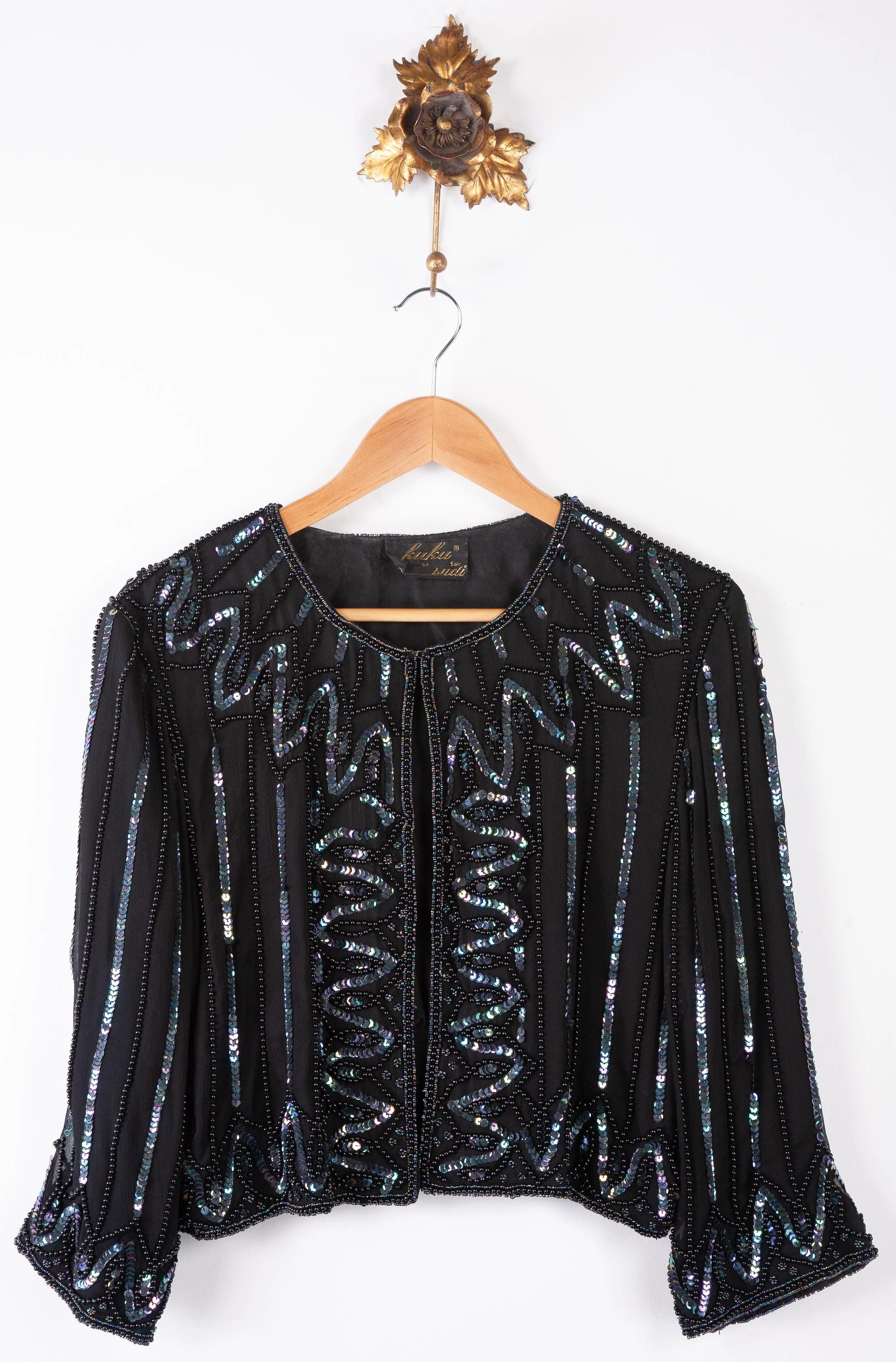 Kuku Esprit du soir from Sudi Vintage Beaded Jacket Black Size UK 6