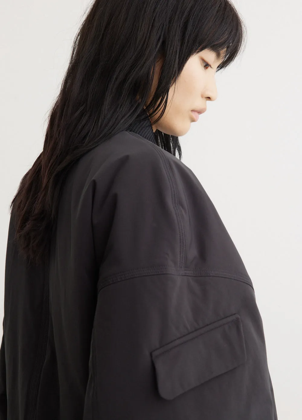 Light Twill Oversized Short Bomber Jacket