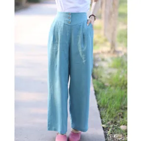 Linen Summer Autumn Women Casual Pants with Pockets SMM97201