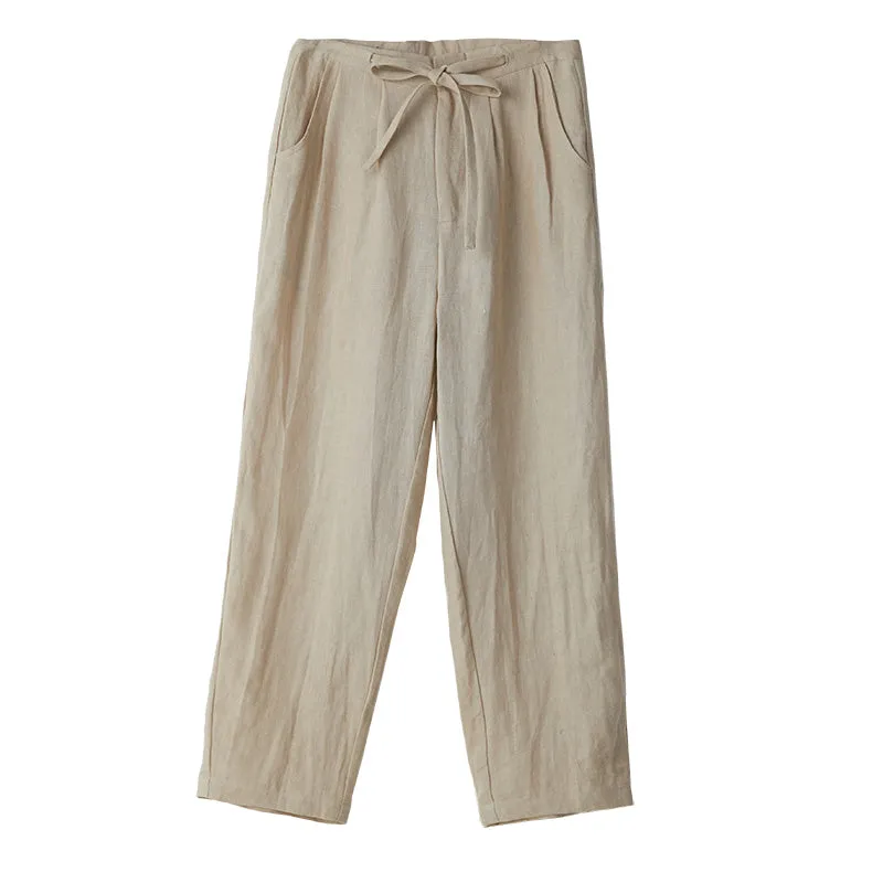 Linen Summer Women Casual Pants with Pockets SJ97138