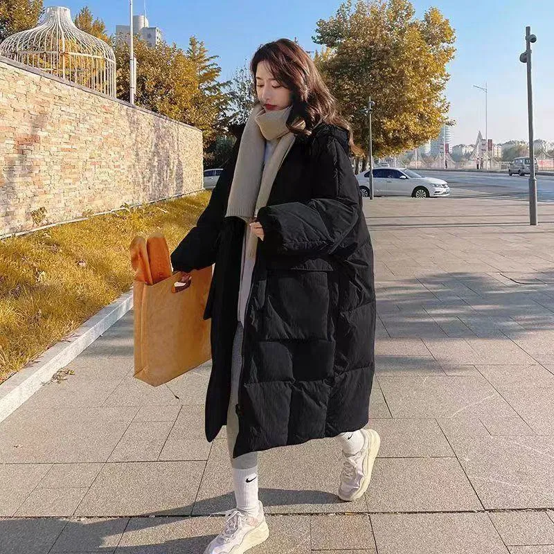 Loose Fit Knee-Length Thickened Puffer Coat