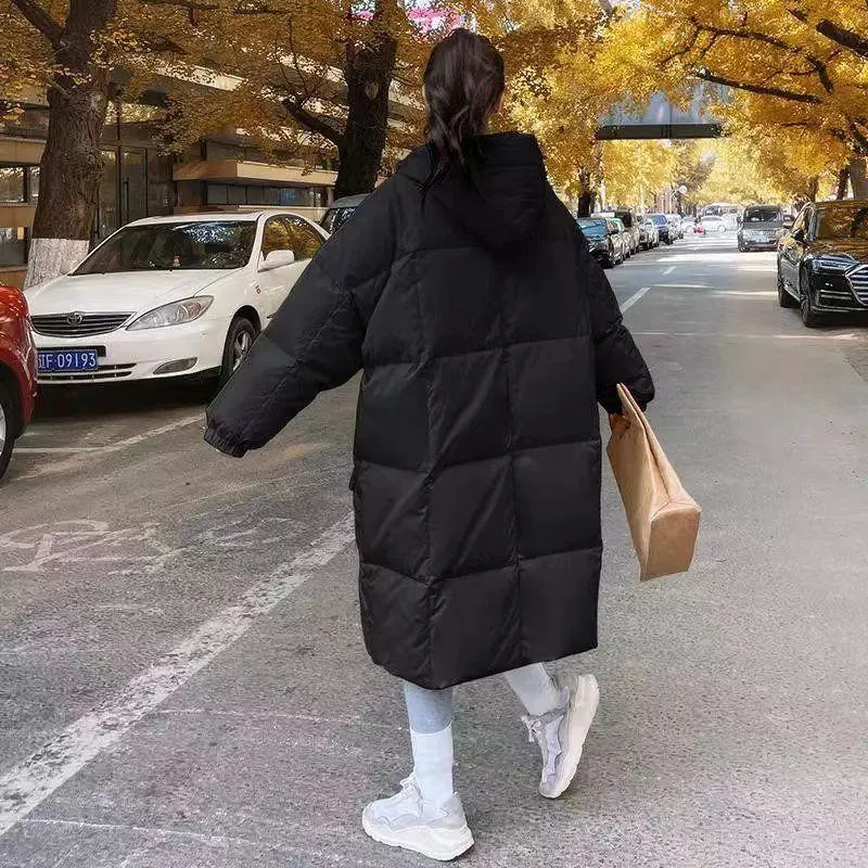 Loose Fit Knee-Length Thickened Puffer Coat