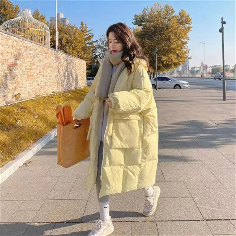 Loose Fit Knee-Length Thickened Puffer Coat