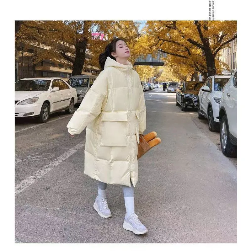 Loose Fit Knee-Length Thickened Puffer Coat