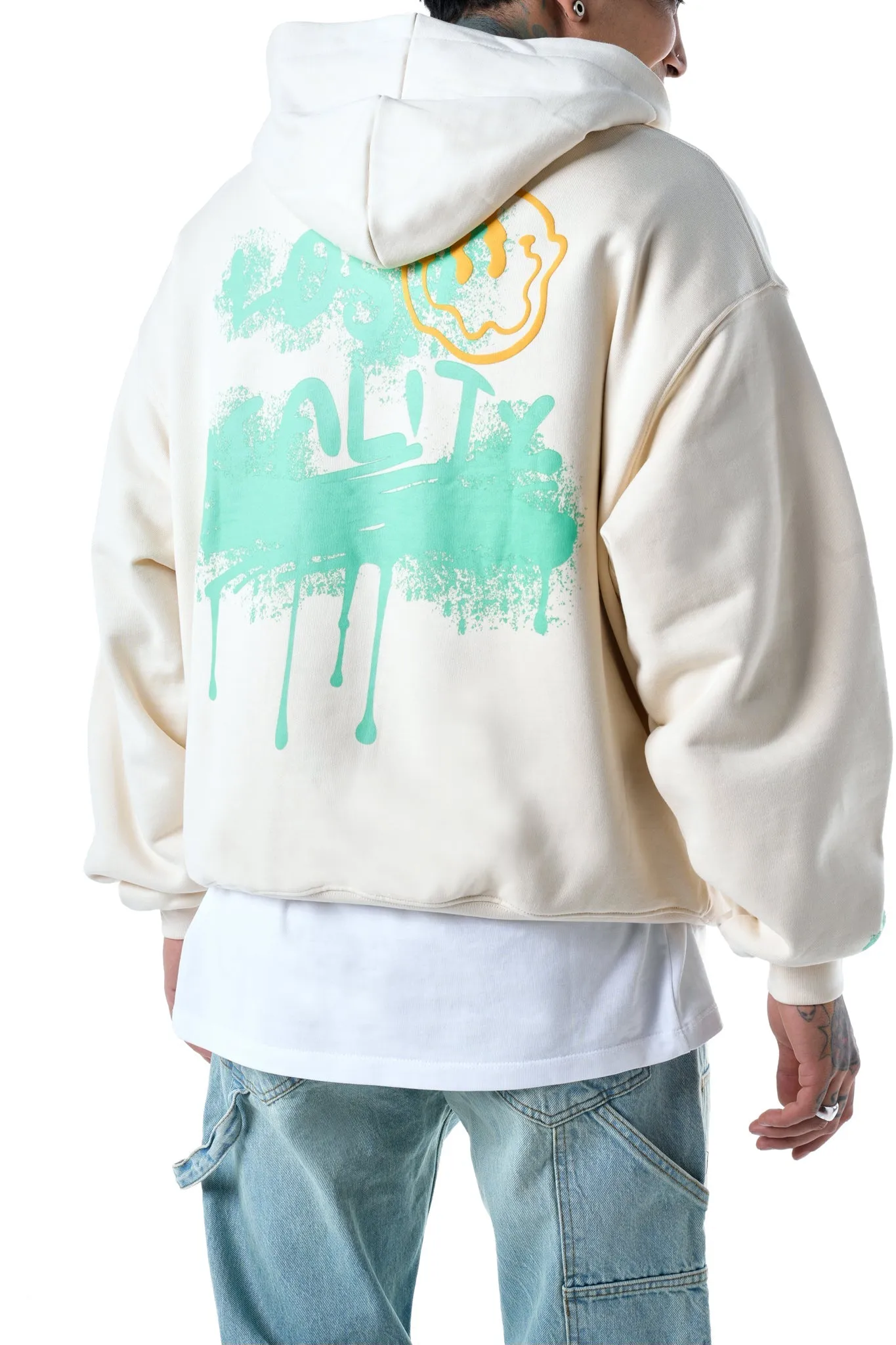 Lost Reality Vintage Washed Oversized Hoodie - Cream