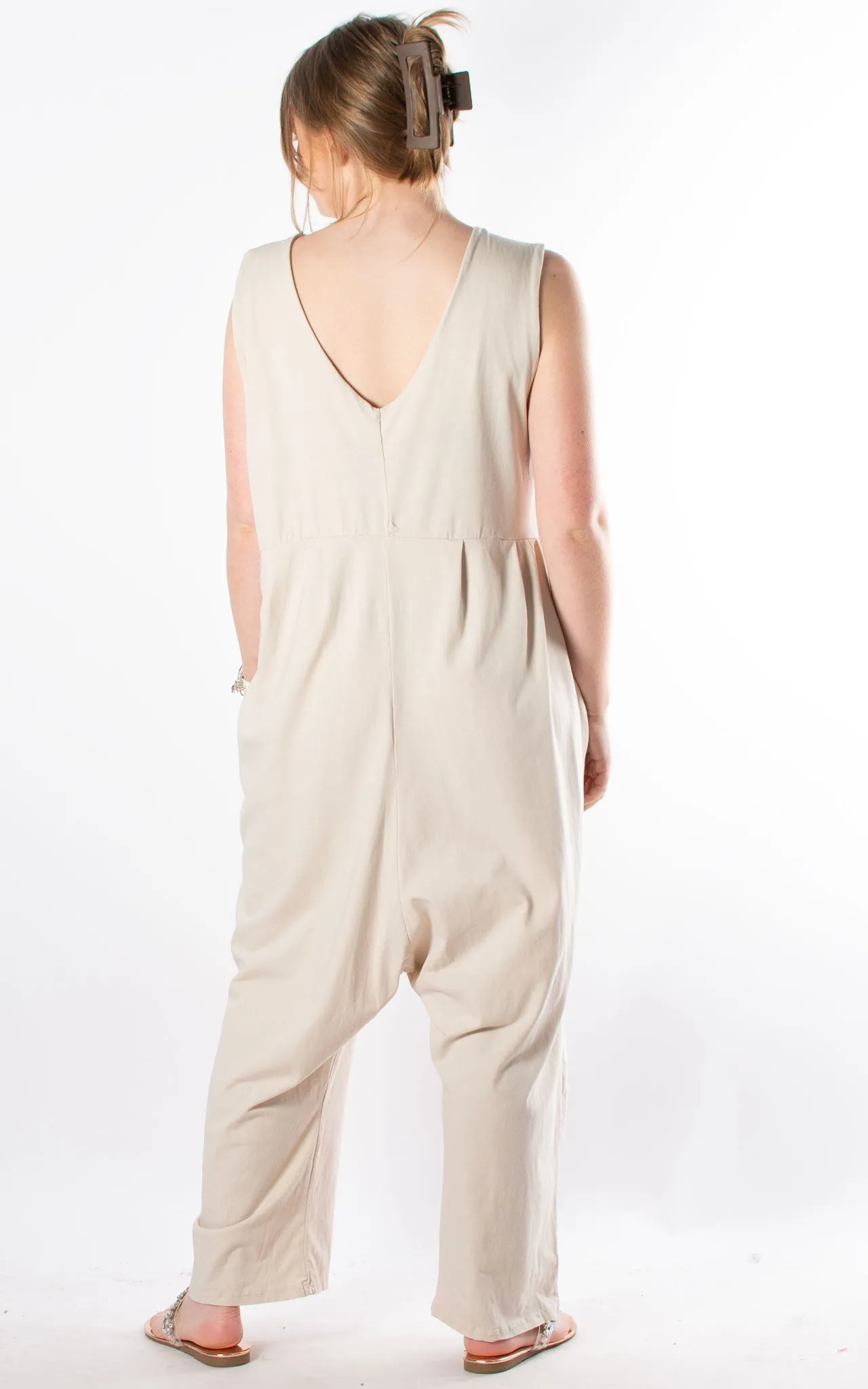 Lydia Plain Jumpsuit | Beige