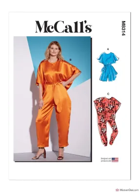 McCall's Pattern M8314 Misses' Romper, Jumpsuits & Sash