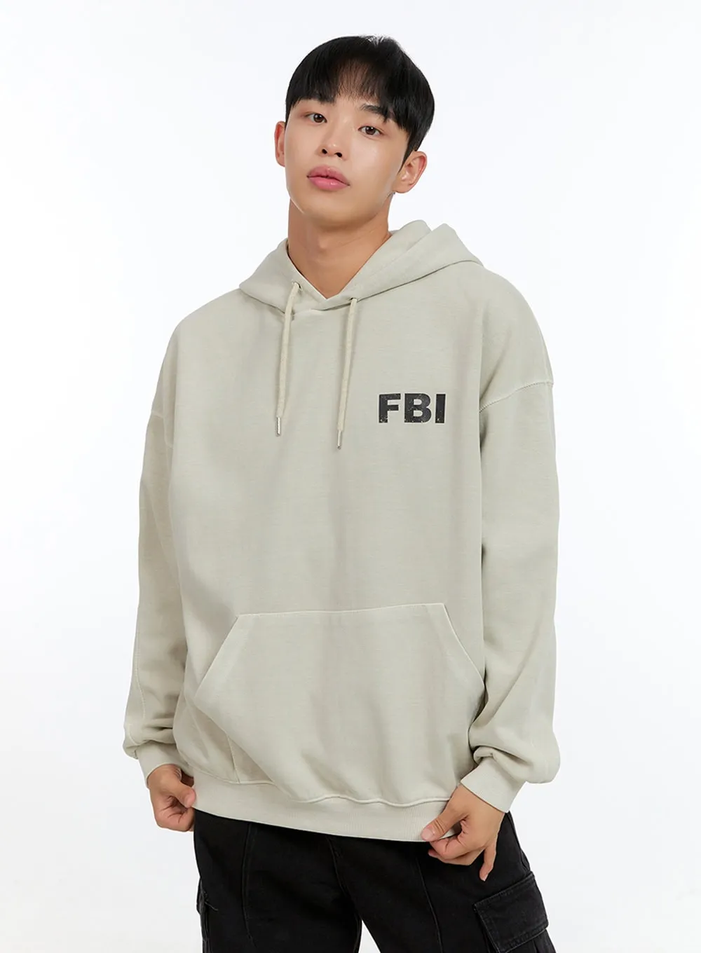 Men's Graphic Simple Lettering Hoodie (Beige) IG416