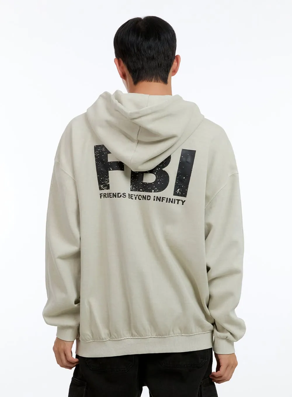 Men's Graphic Simple Lettering Hoodie (Beige) IG416