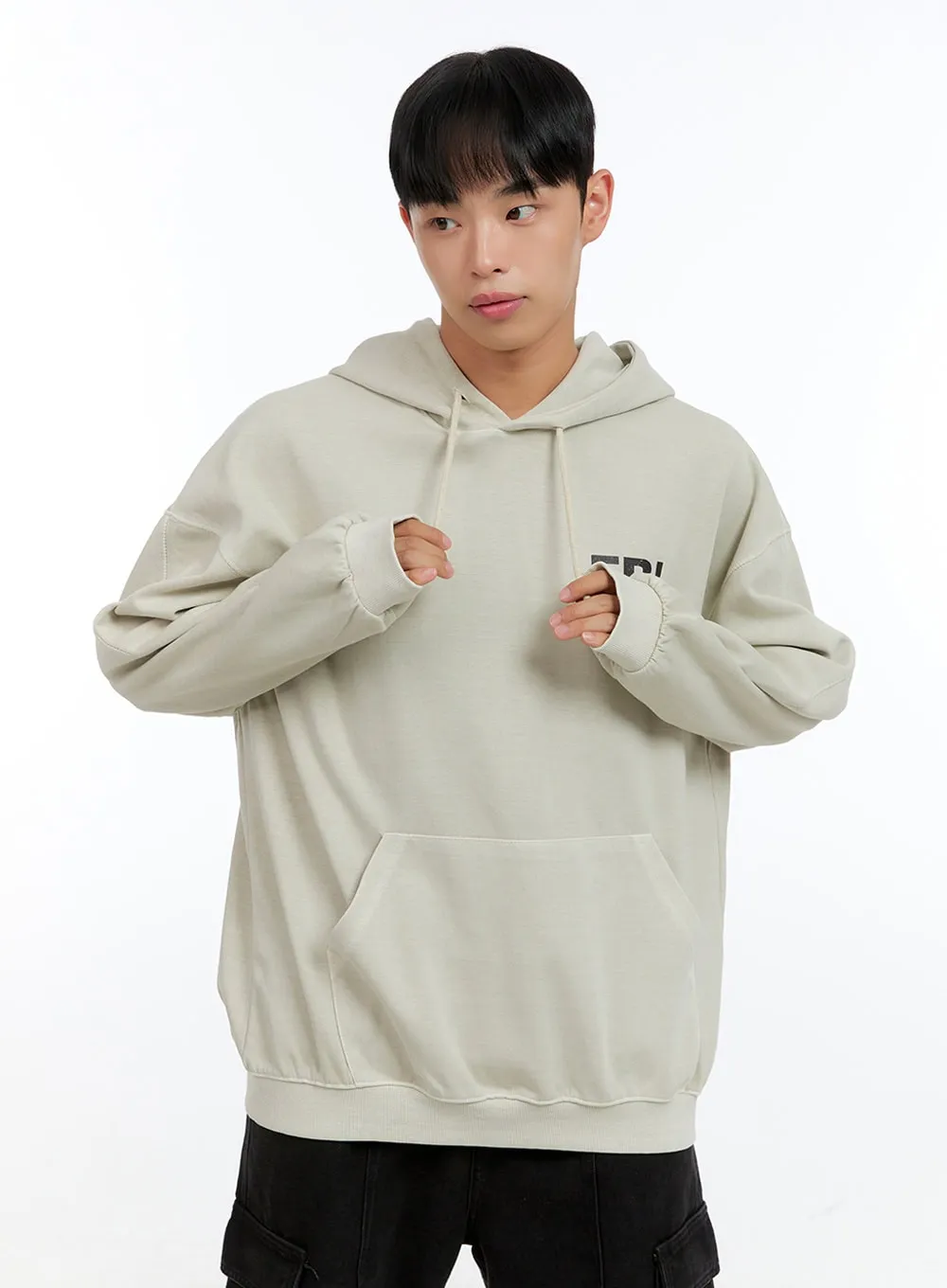 Men's Graphic Simple Lettering Hoodie (Beige) IG416