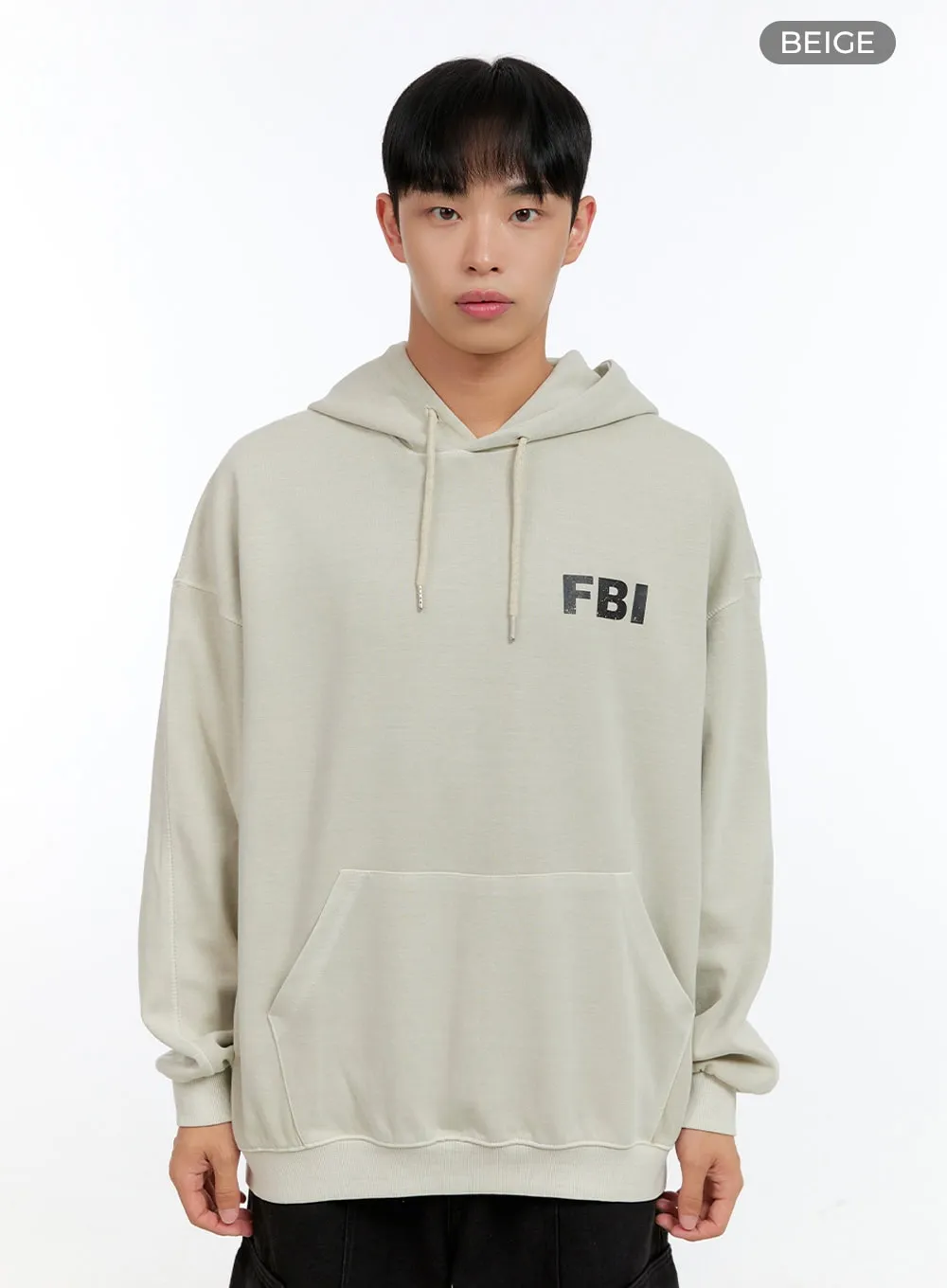 Men's Graphic Simple Lettering Hoodie (Beige) IG416